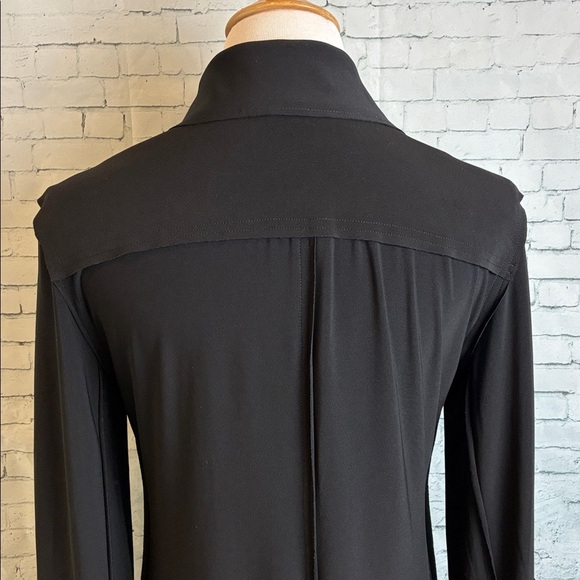 Norma Kamali Jersey Shift Dress Sz S Stretch Long Sleeve Pockets Minimalist - Picture 4 of 16